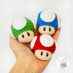 CROCHET PATTERN Mario bros mushrooms PDF file Français, Anglais image 3