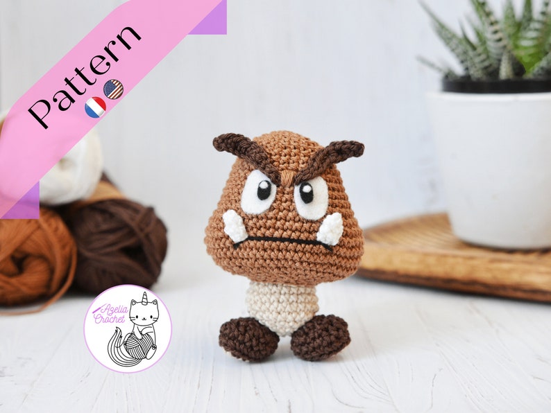 CROCHET PATTERN Goomba Super Mario bros PDF file English, French image 1