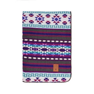 Double-Sided Blanket from Otavalo Ecuador | Throw Blanket | Boho Bedding | Geometrical Pattern Aztec / Southwest Artisan Style l Alpaca
