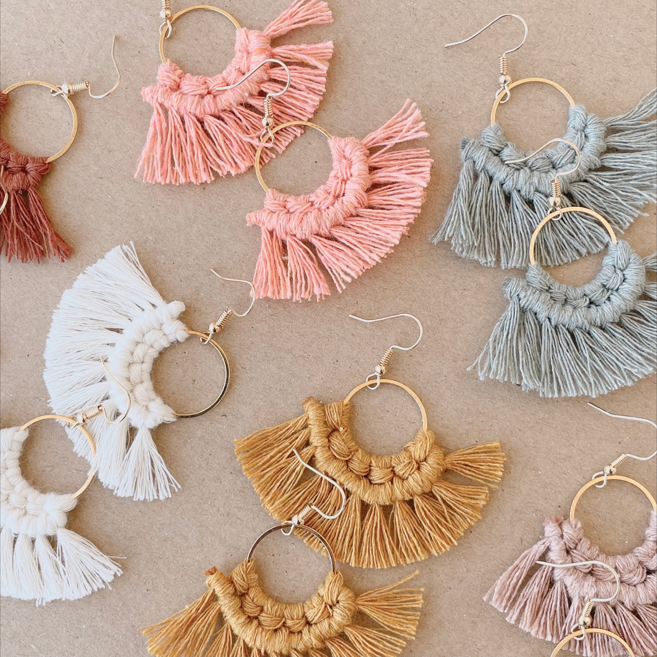 Hoop Macrame Earrings Boho Earrings Macrame Earrings Etsy