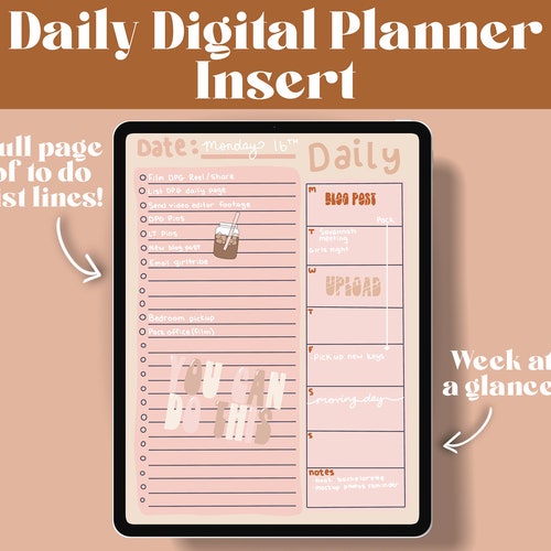 Daily Digital Planner Insert Printable Planner Insert Etsy