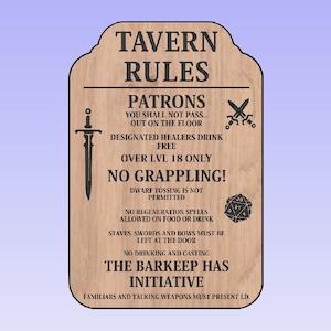 DND Tavern Rules Sign Dungeons And Dragons VCARVE PRO Version 10.5