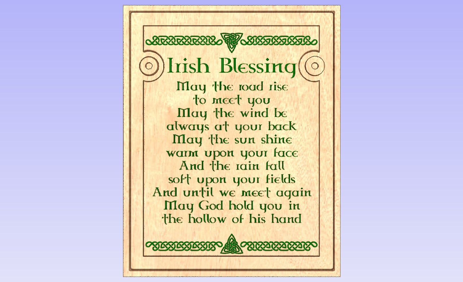 Irish Blessing Cnc Wood Sign Ready Vcarve Pro File With Dxf, Eps