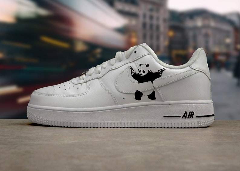 Nike Air Force 1 Banksy Panda Hand Painted Custom | Etsy