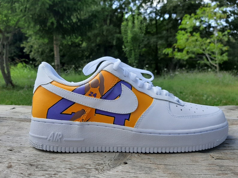 Nike Air Force 1 Kobe Bryant 24 Lakers Hand Painted Custom Etsy