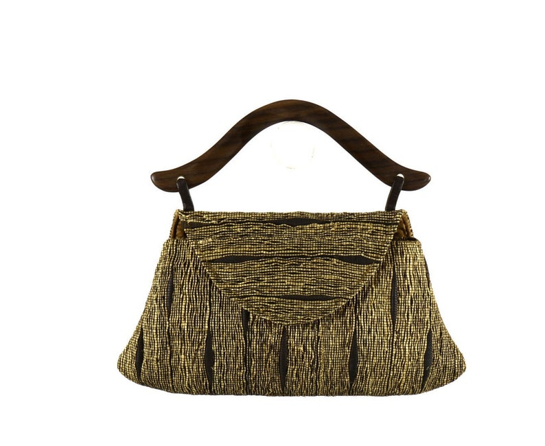 Elegant Evening Bag with unique Rosewood Handle Statement Etsy