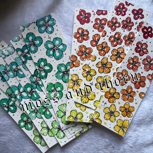 Hand-Painted Watercolor Bookmarks - Flower Gradient