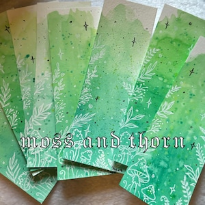 Hand-Painted Watercolor Bookmarks - Green Leaves