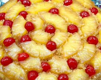 Pineapple Upside Down Cake, Old Fashioned Cake, 10 inch cake, Maraschino Cherries, Mothers Day, Man’s Cake, Birthday Cake