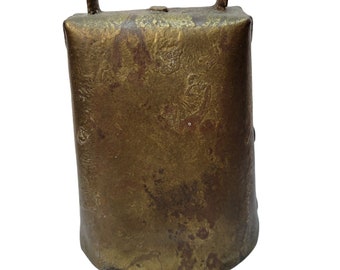 Vintage Hand-Made Forged Riveted Brass Cow Bell Metal Rustic Primitive Folk Art