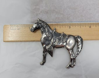 Broche Vintage En Argent Sterling - Superbe Cheval De Parade, Bijou Ancien, Occasion