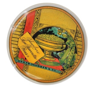 Mann Fine China Round Plate Vegetables Art Canning Labels Thurber PEAS  NY Replacement Decoration [A]