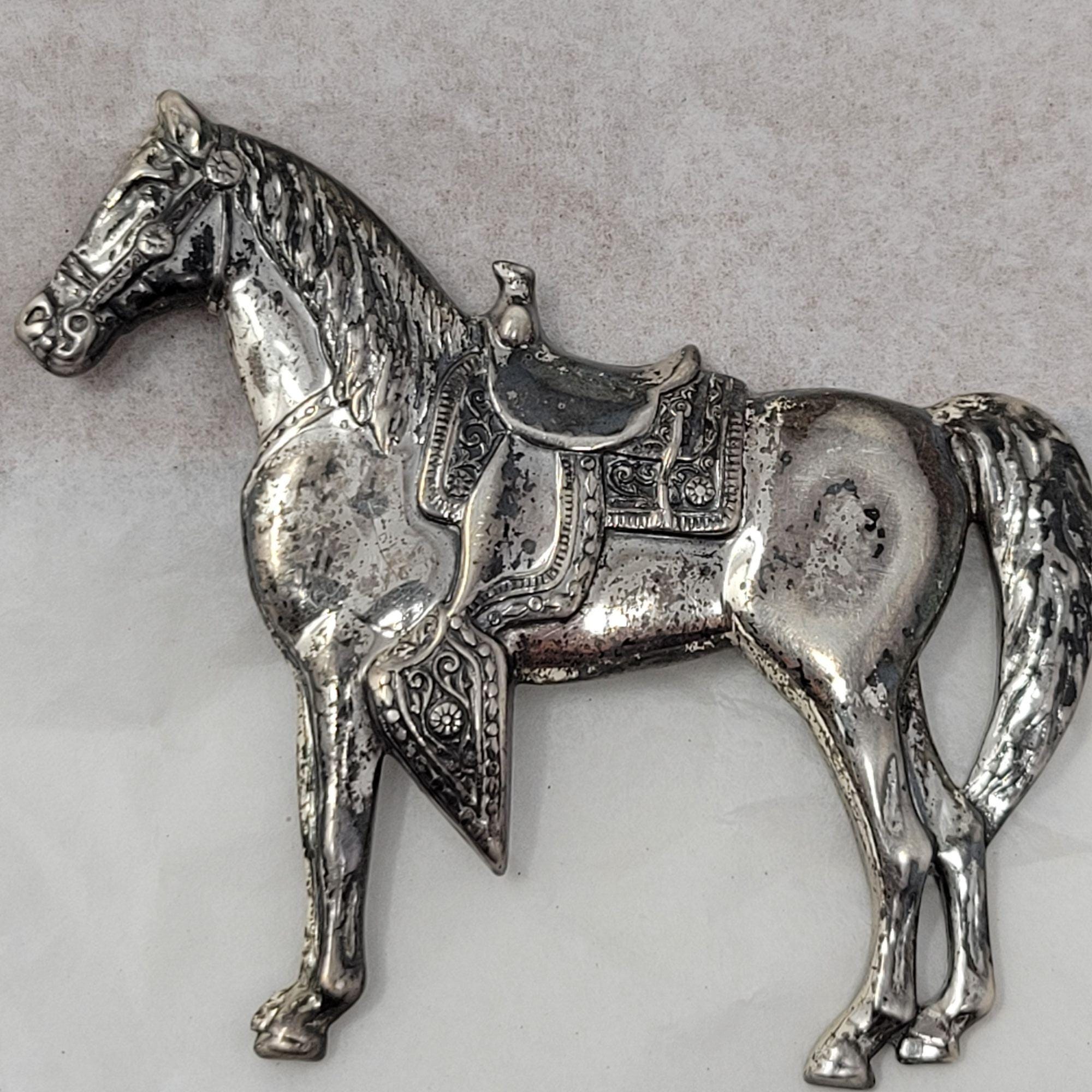 Broche Vintage En Argent Sterling - Cheval De Parade, Bijou Ancien Superbe