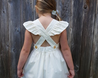Little girl dresses, pinafore dress, ruffle sleeve dress, baby girl dresses, toddler sundress, flower girl dress, summer apron dress