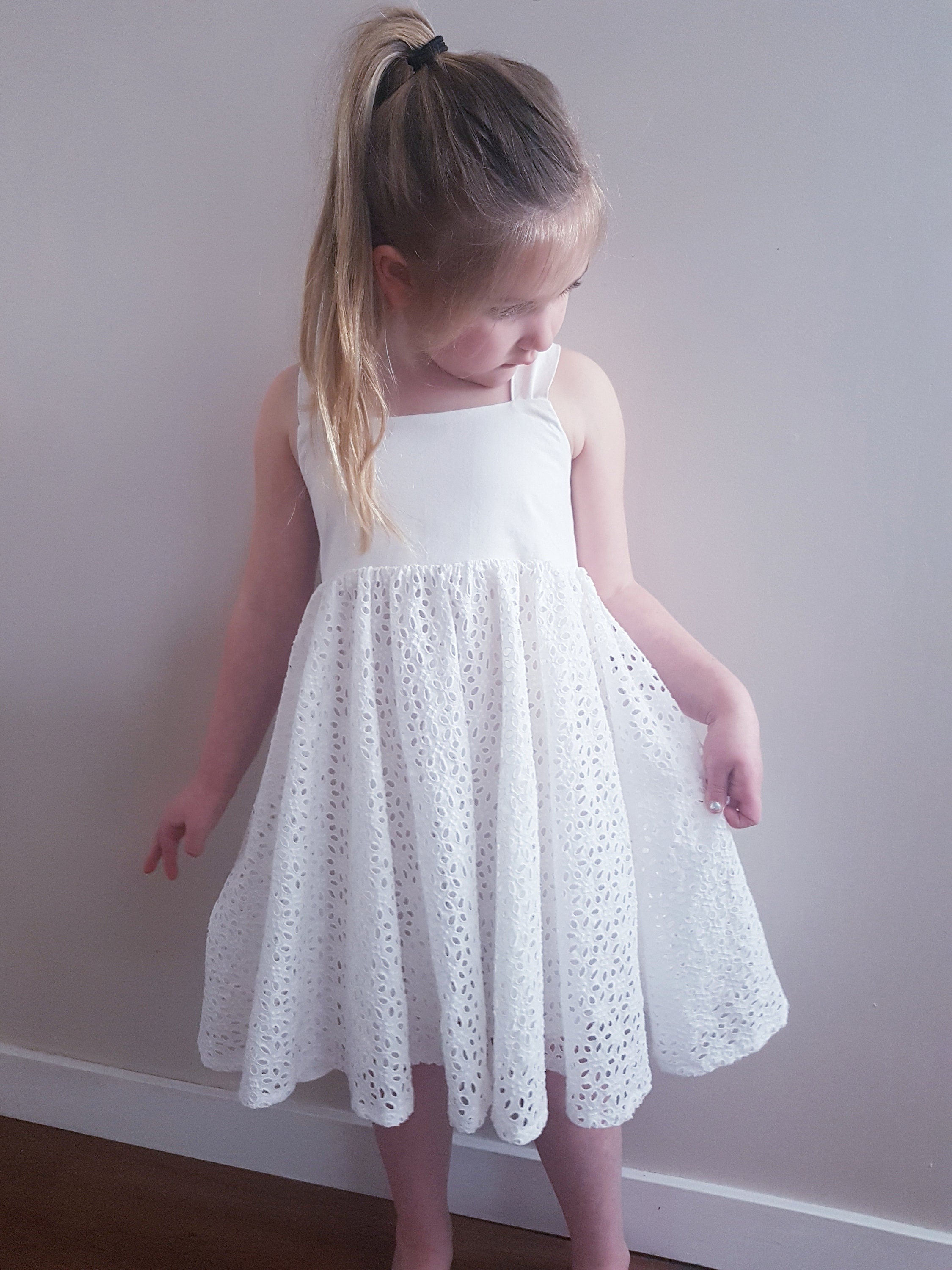 Little girl white party dress cotton eyelet dress boho baby Etsy