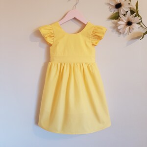 Yellow Little Girl Party Dress, Bow Dress, Girl Birthday Dress, Ruffle ...