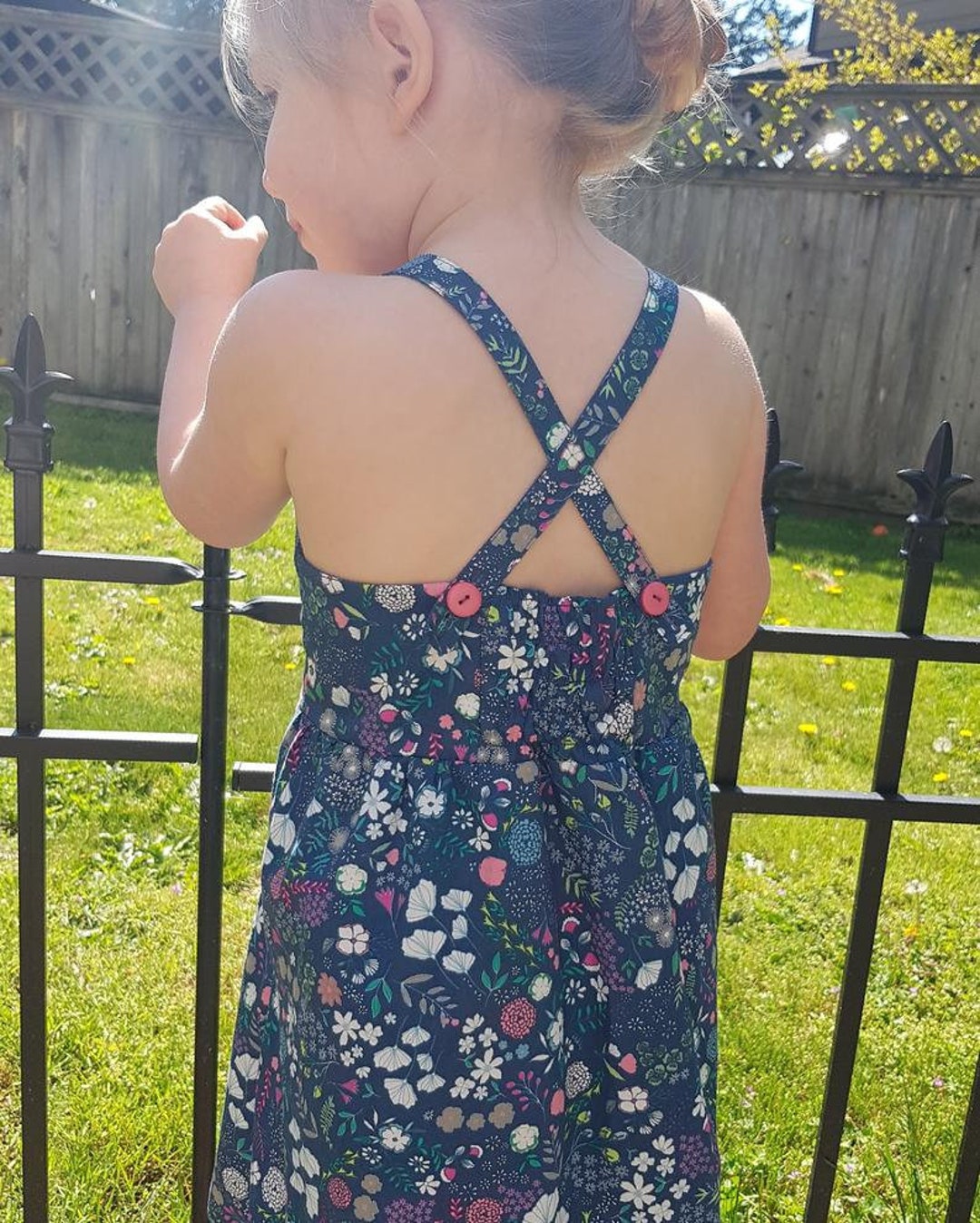 Little Girl Royal Blue Dress Classic Floral Sundress Kids Etsy