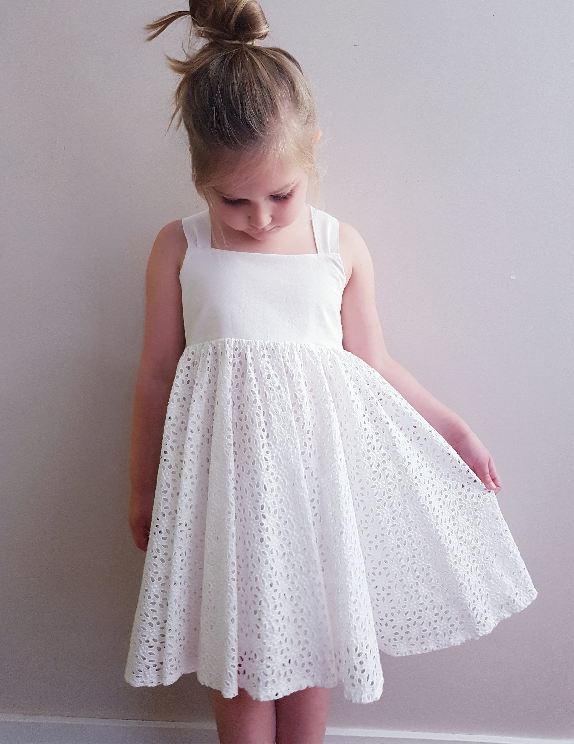 Little girl white party dress cotton eyelet dress boho baby | Etsy