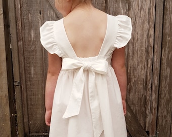 Robes bohèmes pour petite fille, robe de mariée pour bébé, robe d'été blanche, robe de baptême, robe avec noeud, robe de bébé blanche, premier anniversaire, robe classique