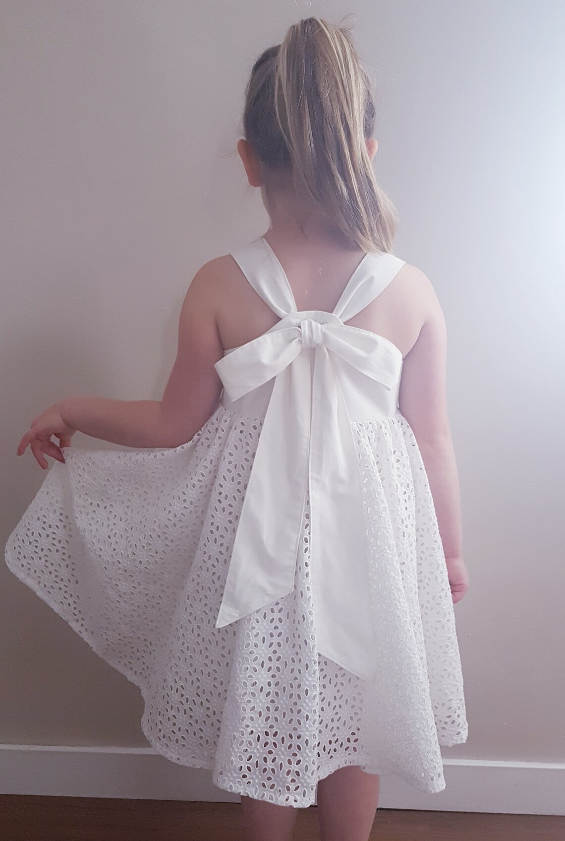 Little girl white party dress cotton eyelet dress boho baby Etsy