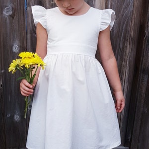Boho little girl dresses, baby wedding dress, white sundress, baptism dress, dress with bow, white baby dress, first birthday, classic dress image 2