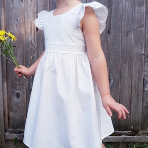 Boho little girl dresses, baby wedding dress, white sundress, baptism dress, dress with bow, white baby dress, first birthday, classic dress image 3