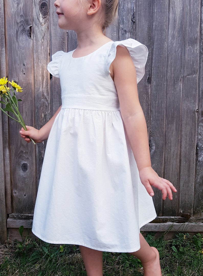 Boho little girl dresses, baby wedding dress, white sundress, baptism dress, dress with bow, white baby dress, first birthday, classic dress image 3