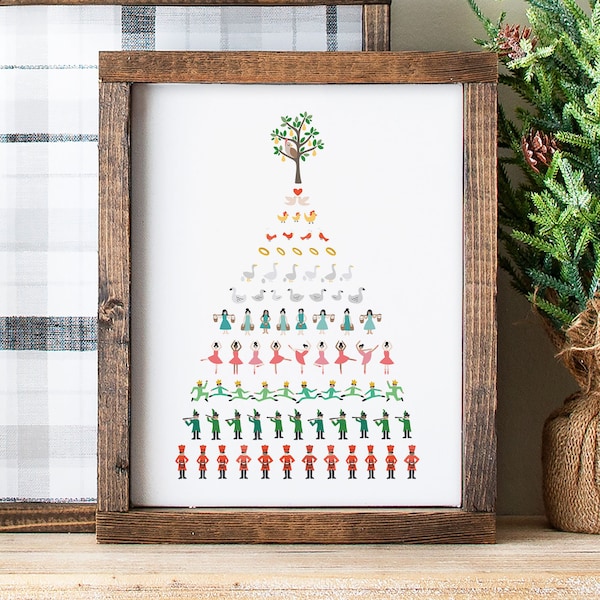 Twelve Days of Christmas Print, Xmas Printable Wall Art, Minimalist Christmas Decor, Cute Kids Holiday Decor, Downloadable Christmas Prints