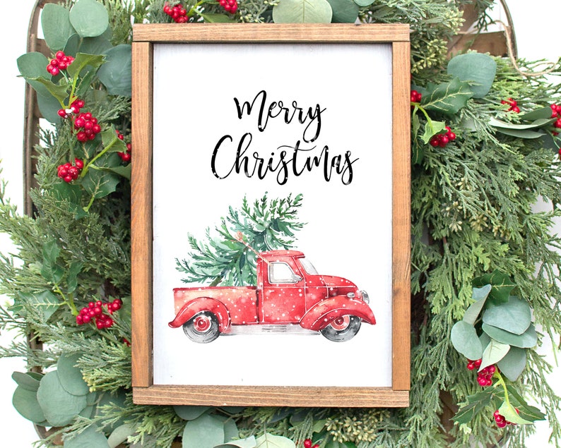 Merry Christmas Printable Wall Art Farmhouse Christmas | Etsy