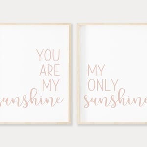 Pink You are my Sunshine Wall Art, Downloadable Prints, You are my Sunshine My Only Sunshine Printable Wall Art, Blush Pink Wall Art