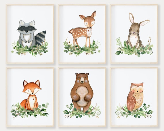 Derivation Skadelig Klan Gender Neutral Woodland Nursery Prints Set of 6 Woodland - Etsy