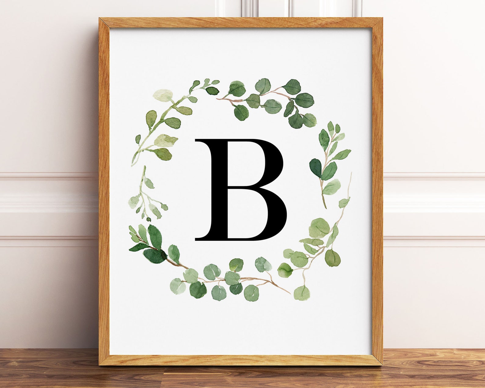 Letter B Monogram Wall Decor Printable Wall Art Watercolor Etsy