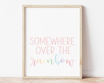Arte de pared con tema de arcoíris en colores pastel, arte de pared imprimible, impresiones de arcoíris para guardería, decoración de habitación infantil, impresiones descargables para sala de juegos