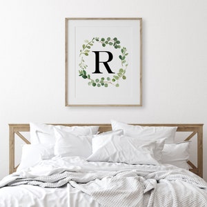 Watercolor Greenery Monogram Letter R Printable Wall Art, Letter Wall ...
