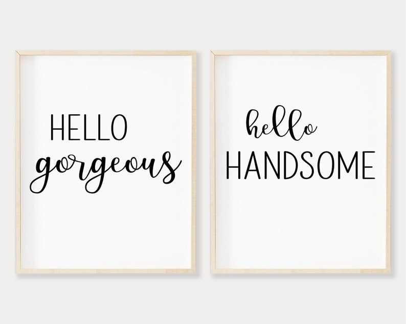Hello Hello Handsome Printable Wall Art Black and Etsy