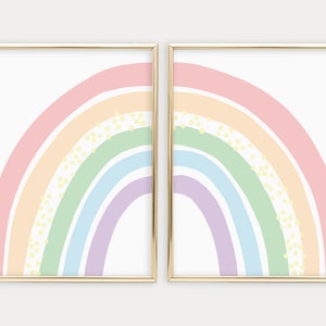 Pastel Rainbow Wall Art Set of 2 Prints, Printable Wall Art, Boho ...