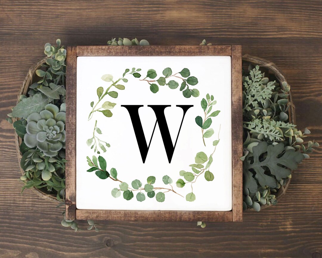 SQUARE Letter W Printable Wall Art Watercolor Greenery Letter - Etsy
