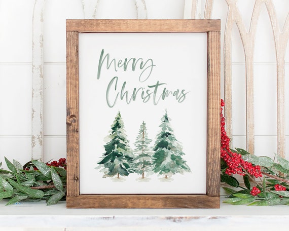 Merry Christmas Printable Wall Art Farmhouse Christmas - Etsy