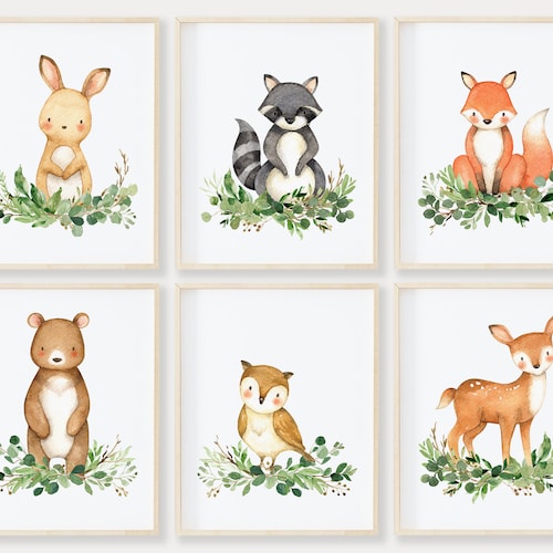 Animal Nursery Prints Printable Set of 6 Printable Baby - Etsy