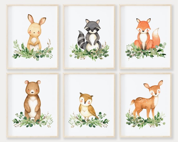 Woodland Nursery Love Lives Here Watercolor Nursery Art Woodland Nursery Art Watercolor Woodland Art DIGITAL-YOU PRINT Woodland Decor