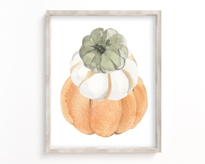 Watercolor Stacked Pumpkins Printable Wall Art, Gourd Art, Pumpkin Stack Digital Download, Autumn Decorations, Pumpkin Printable Wall Decor image 4