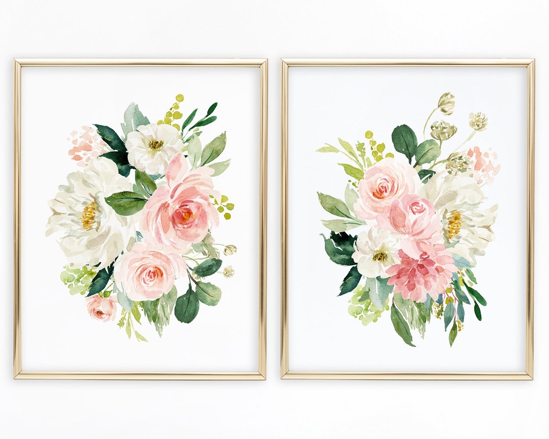 Watercolor Peony Printable Wall Art, Peonies Print Set of 2, Blush Pink ...