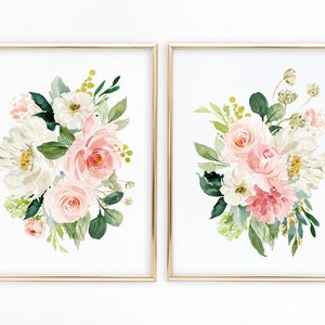 Watercolor Peony Printable Wall Art, Peonies Print Set of 2, Blush Pink Wall Art, Teen Girl Room Decor, Baby Girl Nursery Decor Downloadable