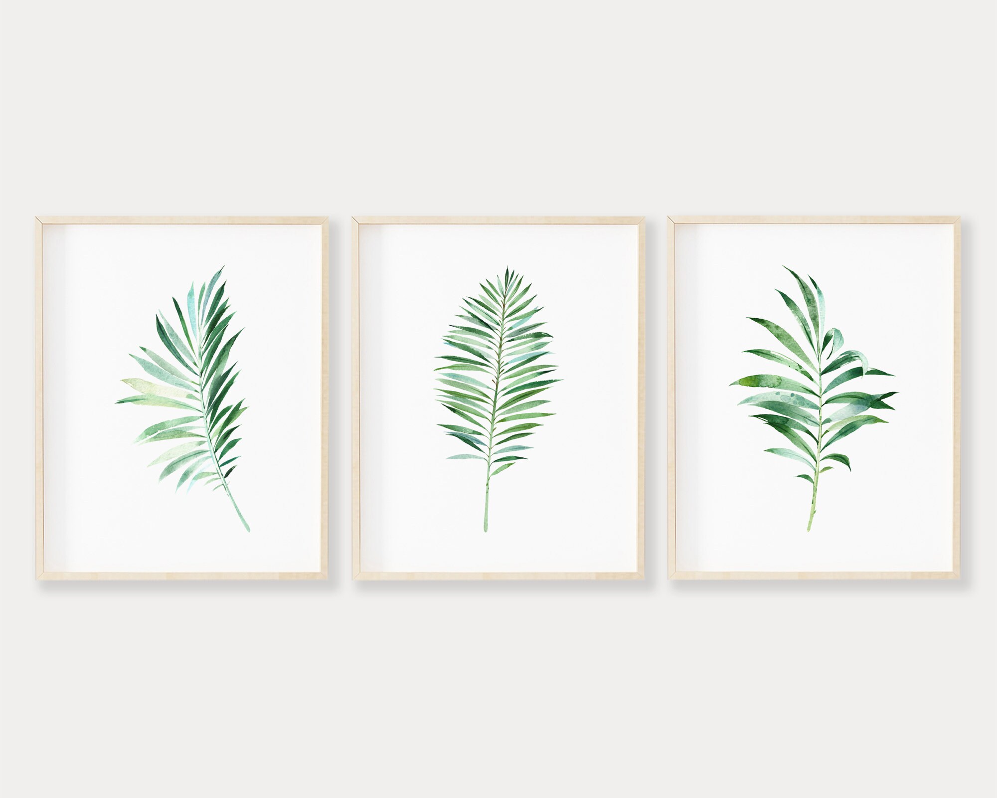 Botanical Print Set of 3 Palm Leaf Printable Wall Art Safari | Etsy