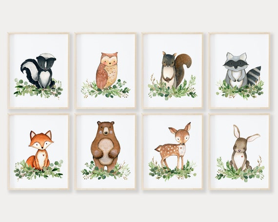 Woodland Nursery Prints Set of 8 Printable Wall Art Digital | Etsy Woodland Nursery Prints Set of 8 Printable Wall Art Digital | Etsy