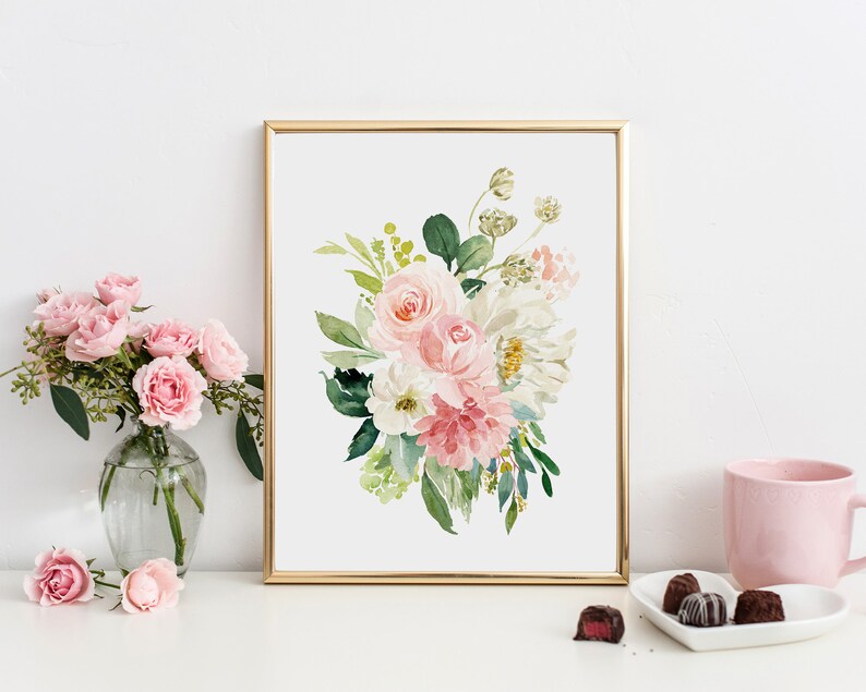 Blush Pink Wall Art Blush Peony Printable Art Watercolor | Etsy