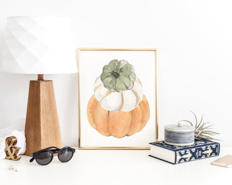 Watercolor Stacked Pumpkins Printable Wall Art, Gourd Art, Pumpkin Stack Digital Download, Autumn Decorations, Pumpkin Printable Wall Decor image 8