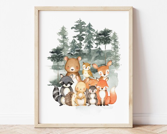Watercolor Forest Printable Wall Art Woodland Nursery Prints - Etsy