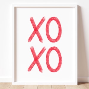 Red XOXO Printable Art, Teen Girl Indie Room Decor, Xoxo Wall Art Prints, Love Hugs and Kisses Kids Valentines Day Decor DIGITAL DOWNLOAD