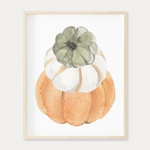 Watercolor Stacked Pumpkins Printable Wall Art, Gourd Art, Pumpkin Stack Digital Download, Autumn Decorations, Pumpkin Printable Wall Decor image 3